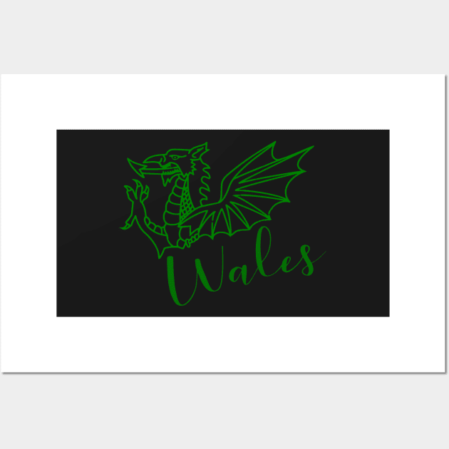 WALES ALL GREEN DRAIG DRAGON Wall Art by MarniD9